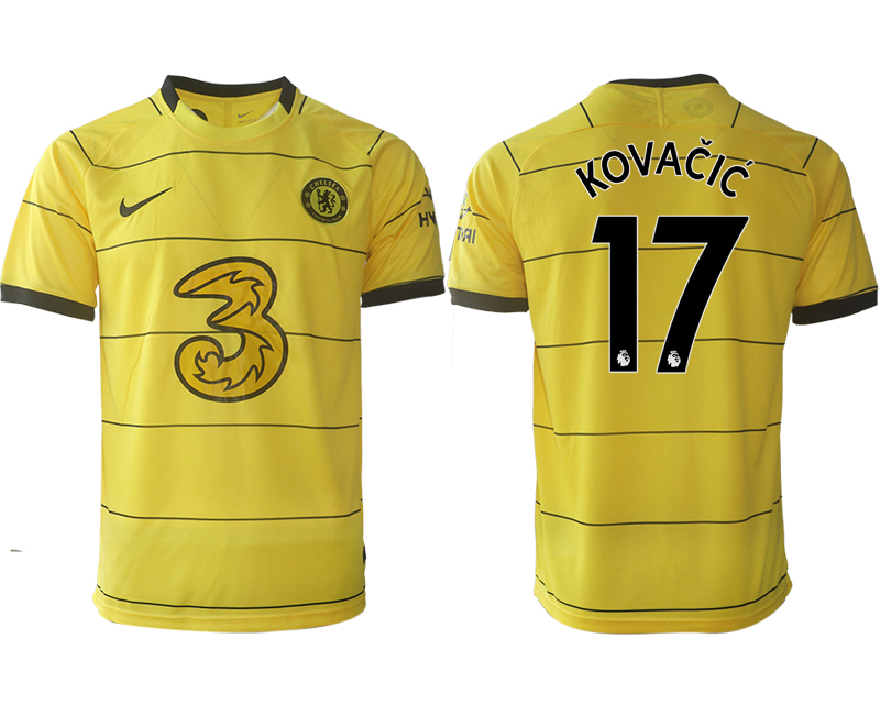 Men 2021-2022 Club Chelsea away aaa version yellow #17 Soccer Jersey->chelsea jersey->Soccer Club Jersey